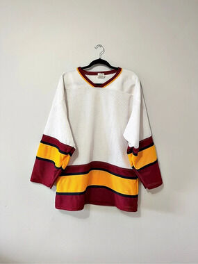 Athletic Knit Superstar Mesh Hockey Jersey White & Burgandy